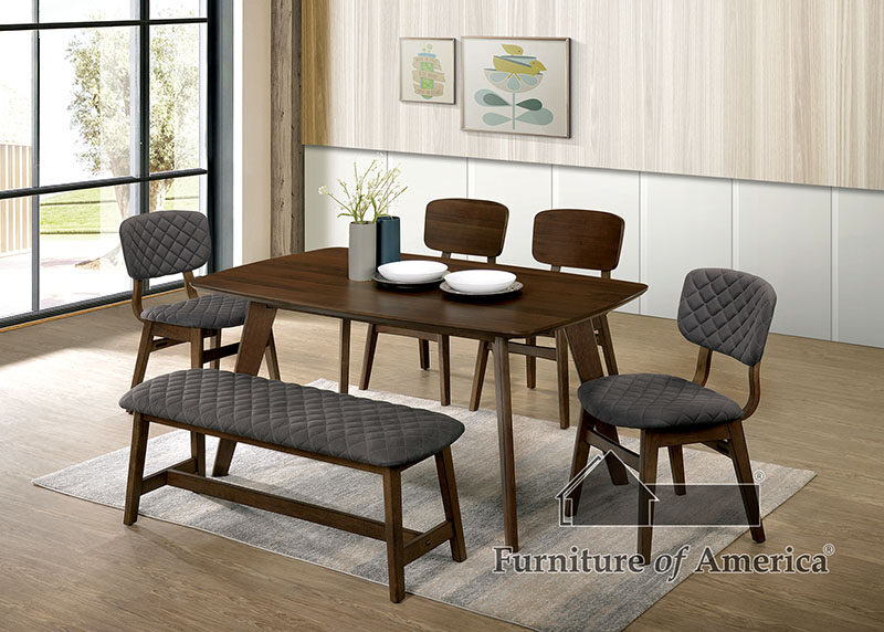 Black/light oak transitional dining table by Furniture of America