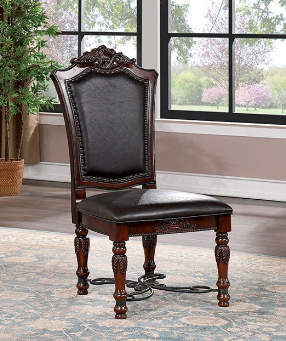 Black leatherette seat dining chair by Furniture of America