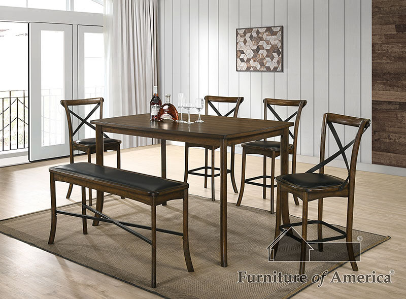 Burnished oak traditonal counter ht. table by Furniture of America