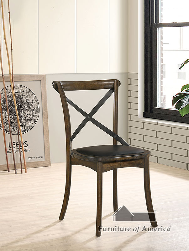 Metal x-cross back design dining chair by Furniture of America
