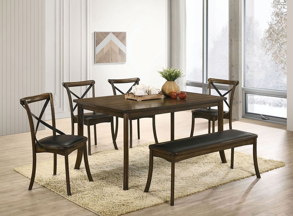 Burnished oak transitional dining table by Furniture of America