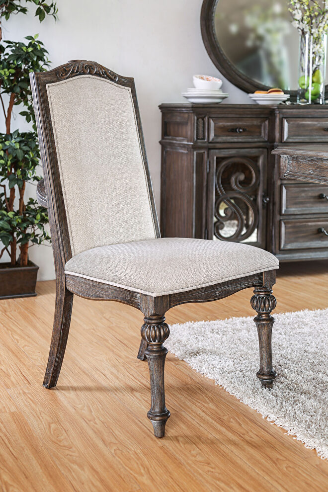 Rustic natural tone upholstered seat dining chair by Furniture of America