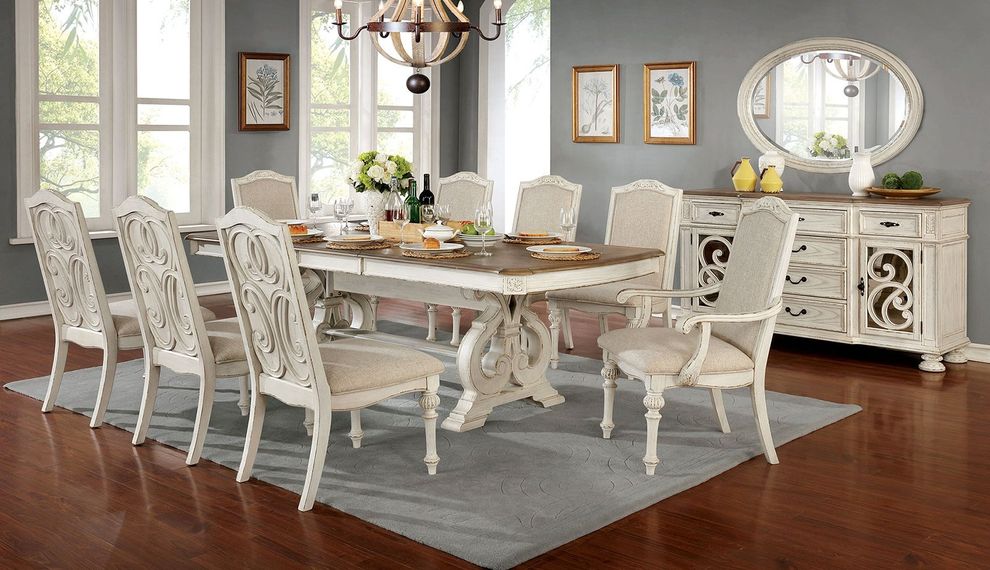Antique White Rustic Family Size Dining Table by Furniture of America