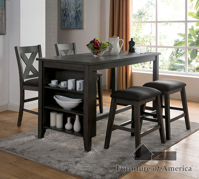 Gray finish rustic counter height table by Furniture of America
