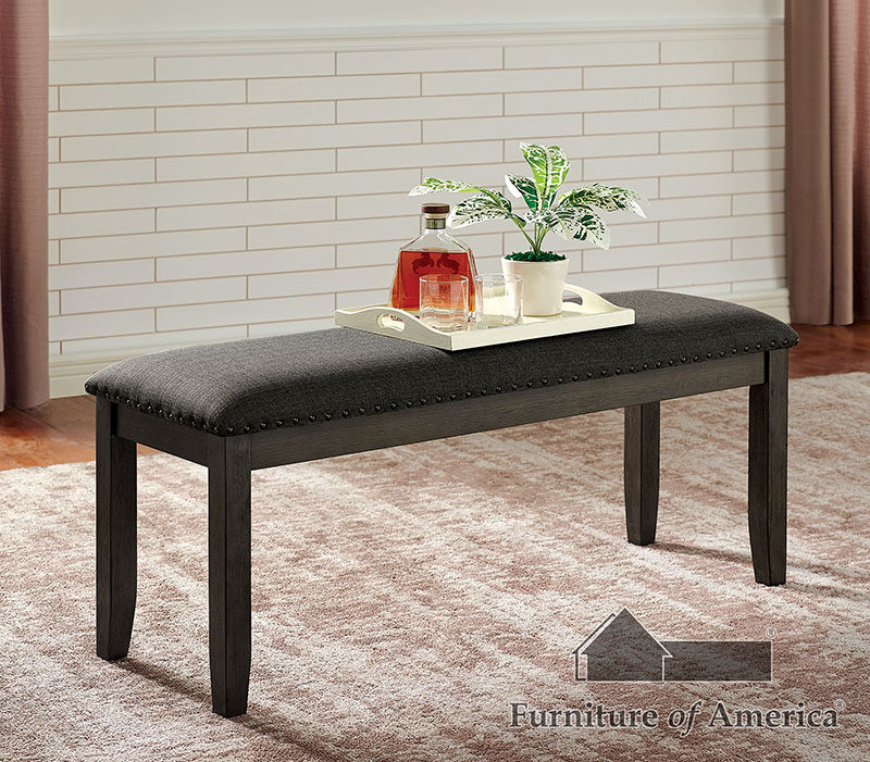 Gray wood grain finish transitional bench by Furniture of America