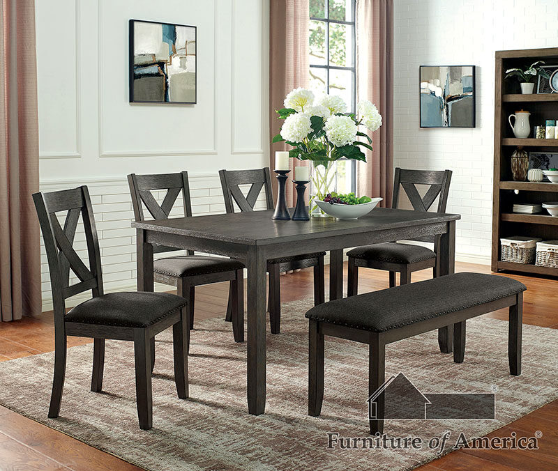 Gray wood grain finish transitional dining table by Furniture of America