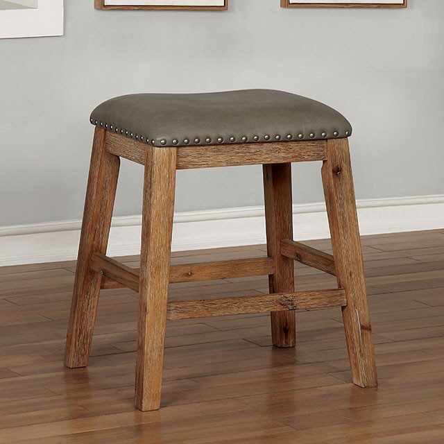 Weathered natural tone/ gray rustic counter ht. barstool by Furniture of America