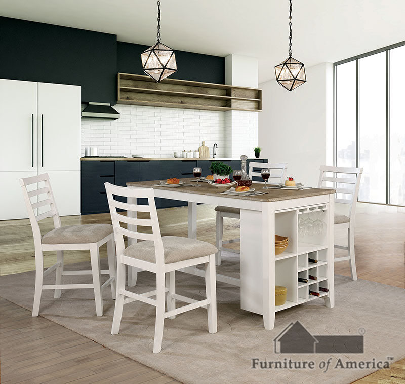 White rustic counter ht. table by Furniture of America