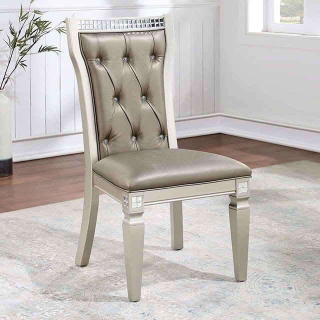 Warm gray leatherette seats dining chair by Furniture of America