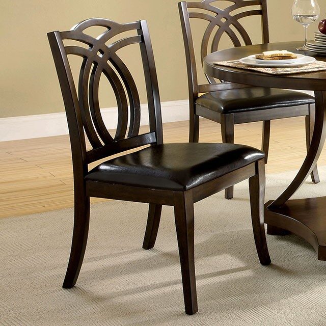 Dark walnut transitional side chair by Furniture of America