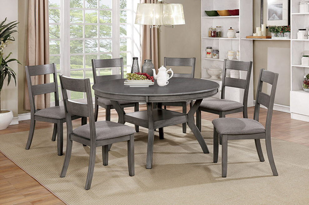 Gray finish transitional round table by Furniture of America