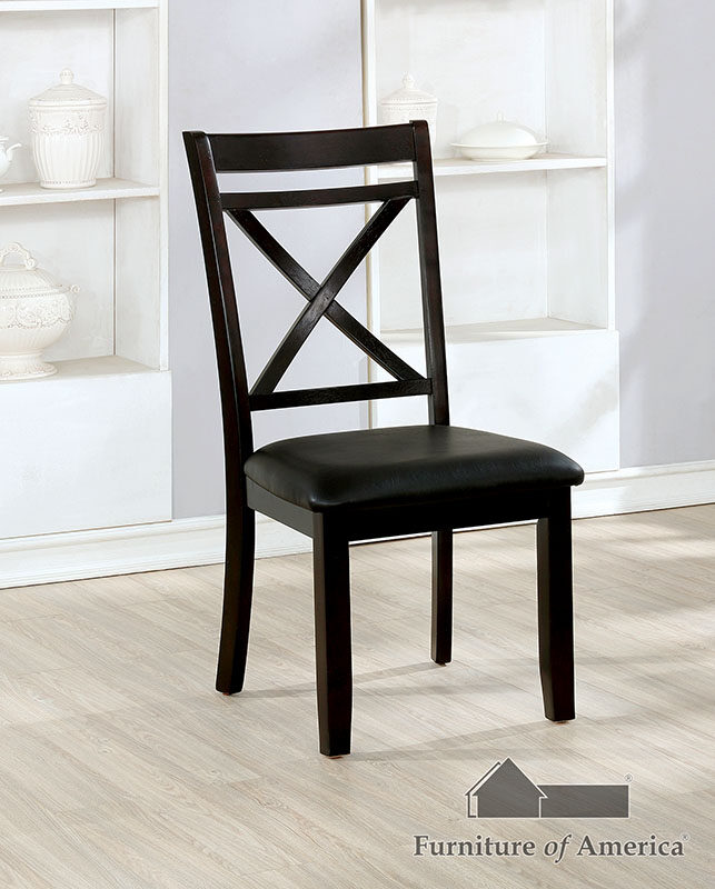 Dark brown/dark oak transitional side chair by Furniture of America