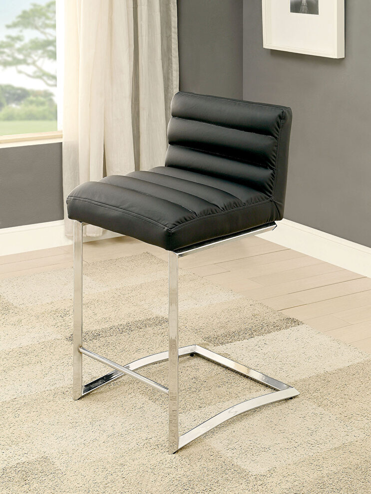 Chrome/black contemporary counter ht. chair by Furniture of America