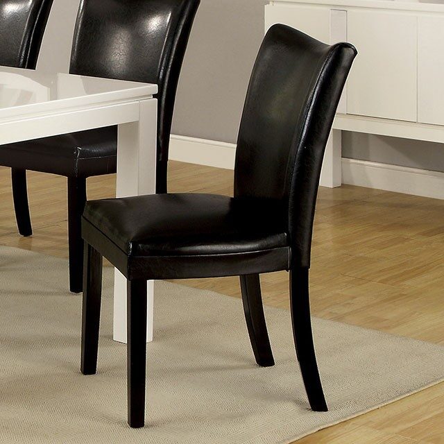 Black contemporary leatherette parson chair by Furniture of America