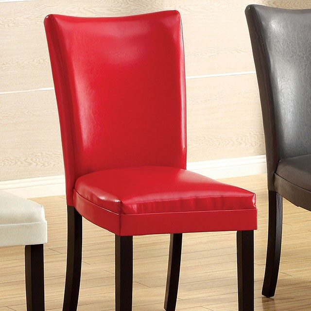 Red contemporary leatherette parson chair by Furniture of America