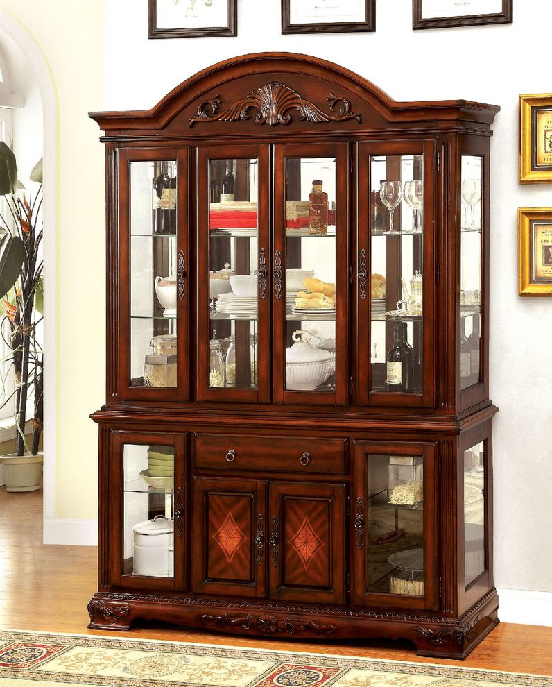 Cherry Traditional Buffet + Hutch combo by Furniture of America