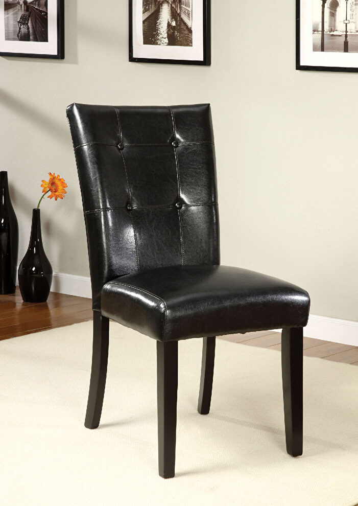 Black contemporary leatherette parson chair by Furniture of America