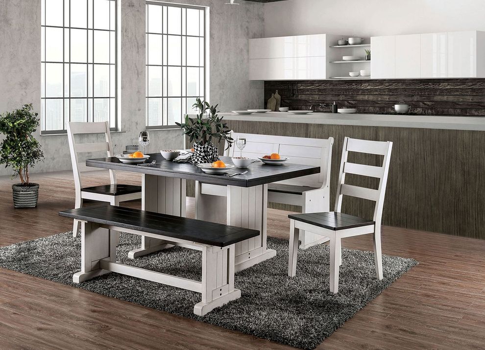 Espresso/white rustic dining table by Furniture of America