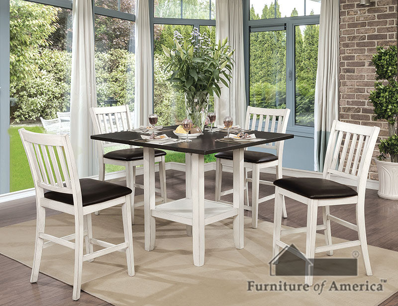 Antique white/espresso rustic counter ht. table by Furniture of America