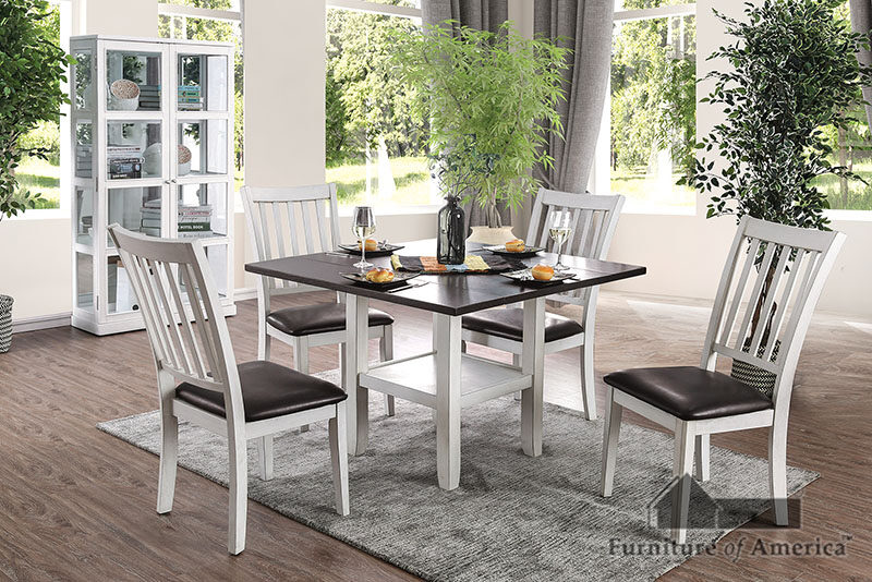 Espresso/white transitional dining table by Furniture of America