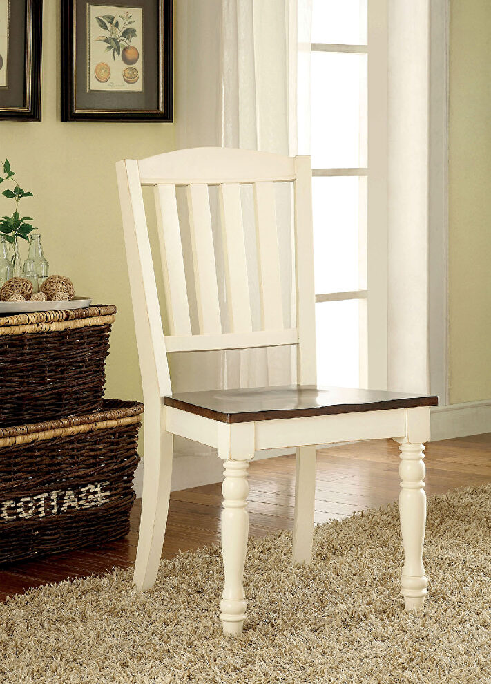Vintage white/ dark oak cottage dining chair by Furniture of America
