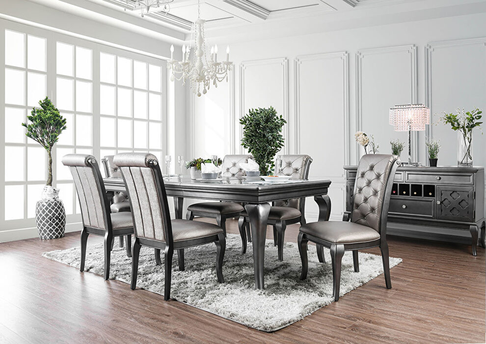 Gray finish transitional dining table by Furniture of America