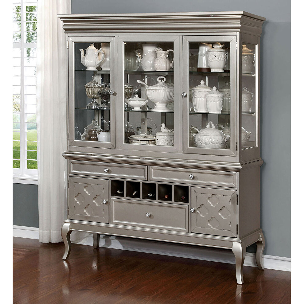 Champagne finish transitional style buffet + hutch by Furniture of America