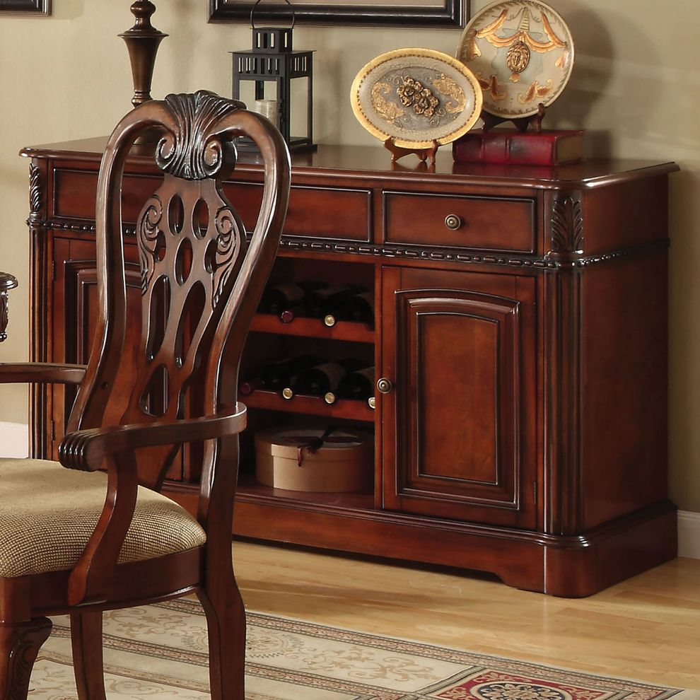 Traditional style cherry wood server / buffet by Furniture of America