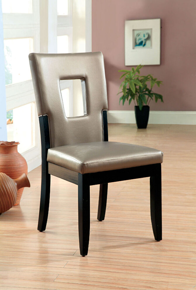 Black/silver contemporary side chair by Furniture of America