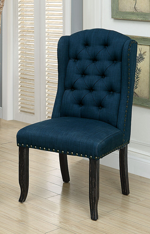 Blue /antique black rustic side chair by Furniture of America