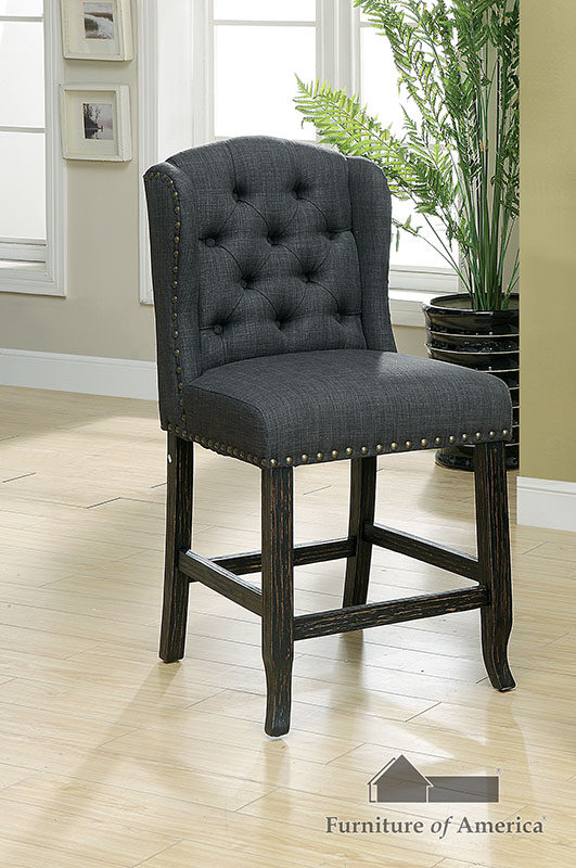 Gray linen-like fabric counter ht. chair by Furniture of America