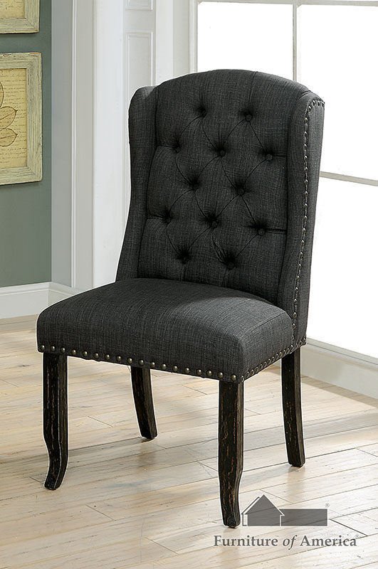 Gray /antique black rustic side chair by Furniture of America