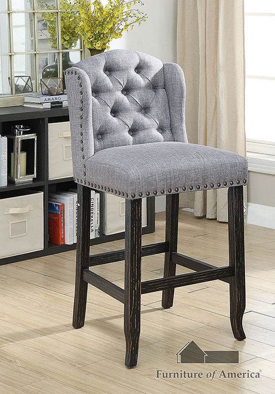 Light gray linen-like fabric bar chair by Furniture of America
