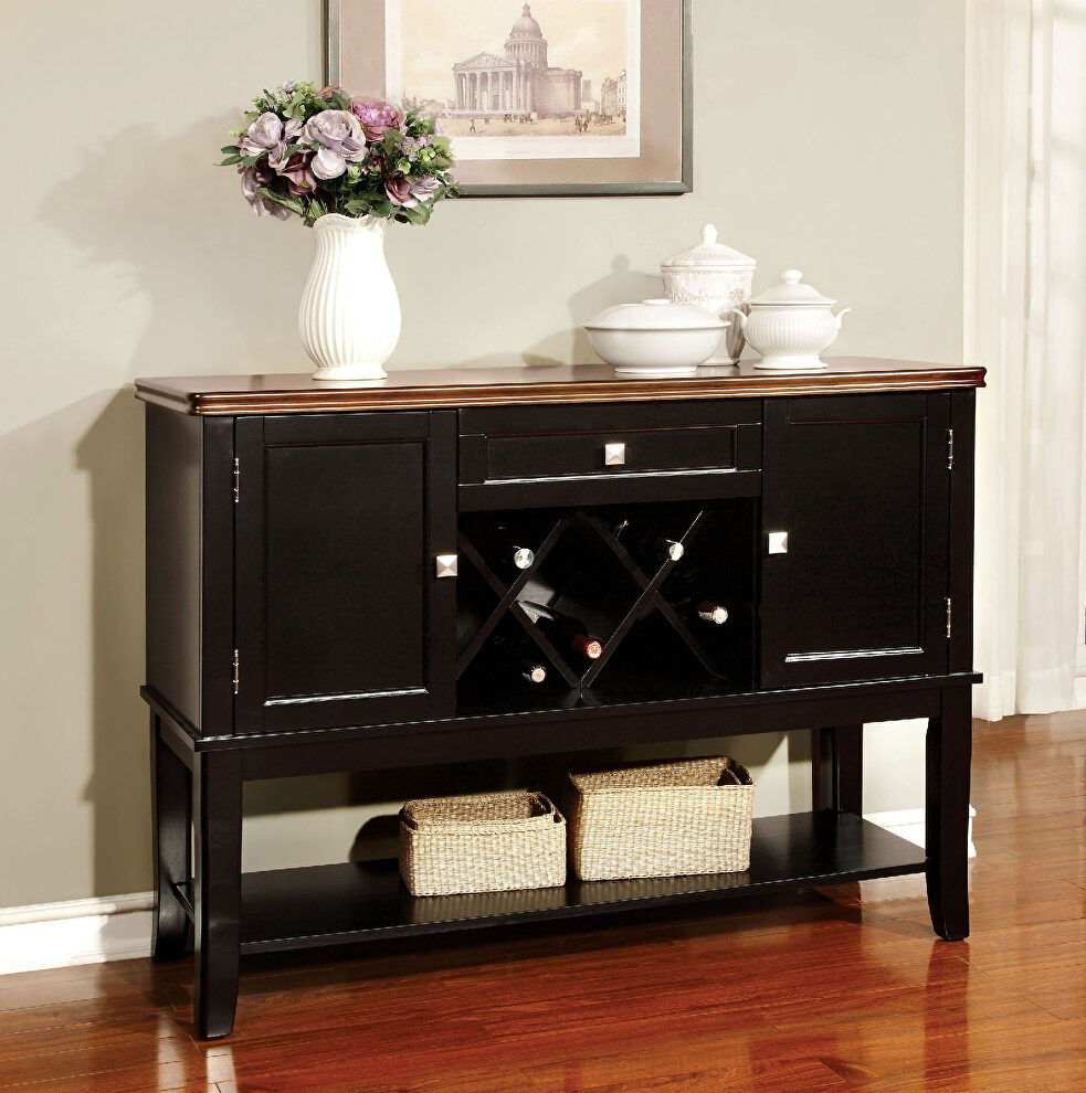 Black/ cherry transitional style server by Furniture of America