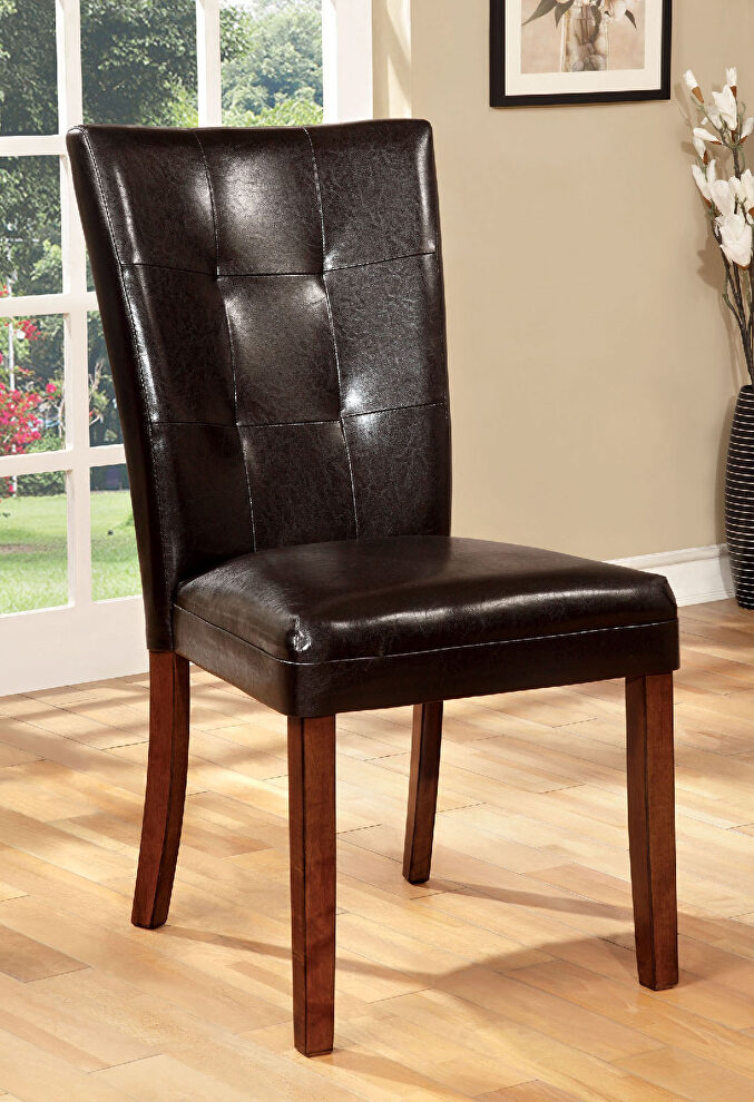 Antique oak padded leatherette seat dining chair by Furniture of America