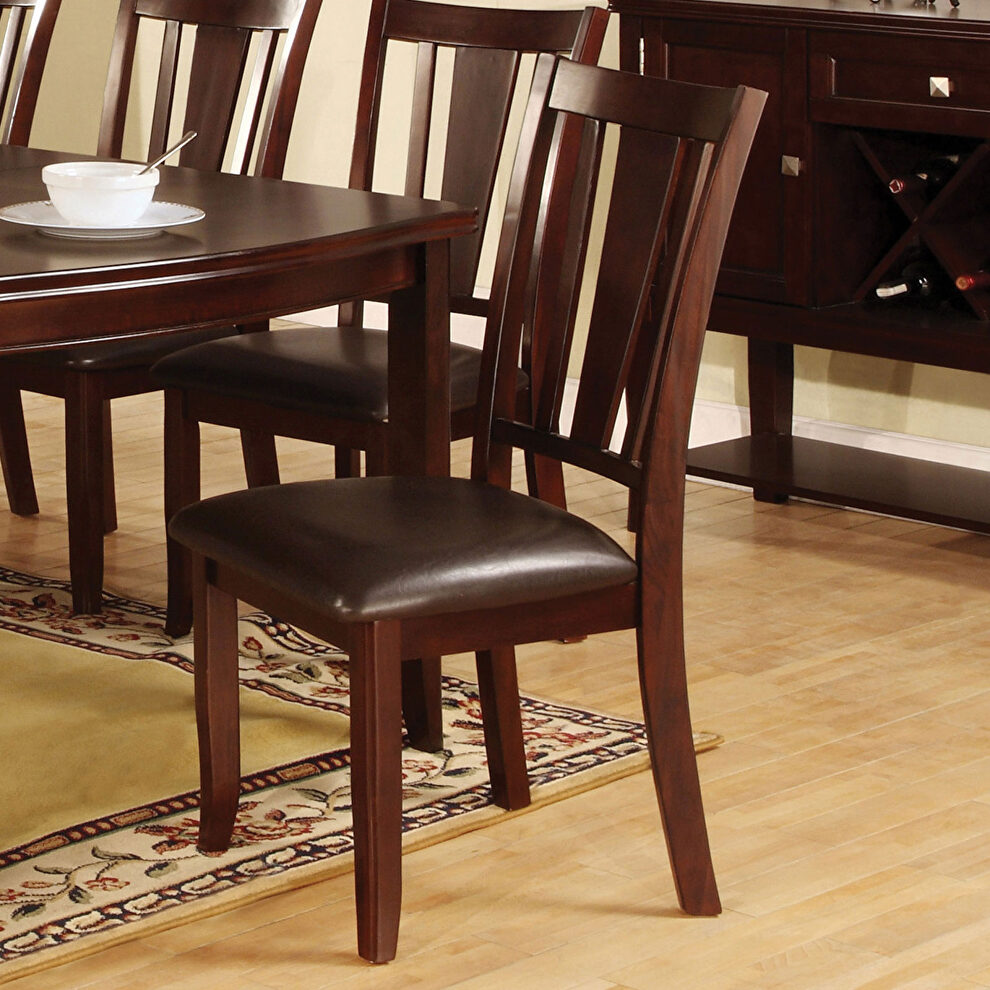 Espresso finish padded leatherette seat dining chair by Furniture of America