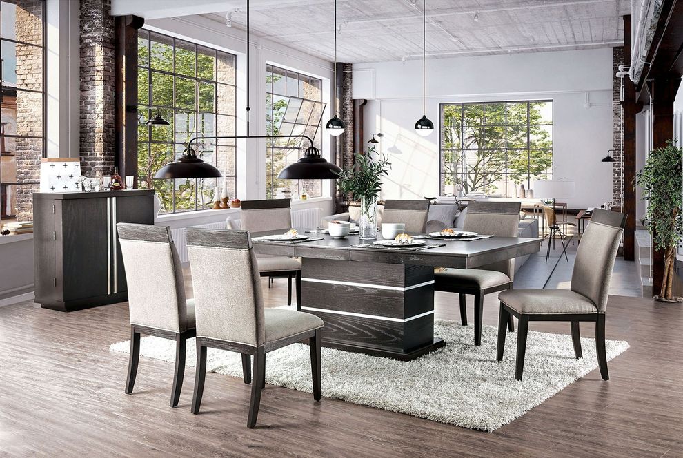 Espresso wood contemporary style dining table w/ extension by Furniture of America