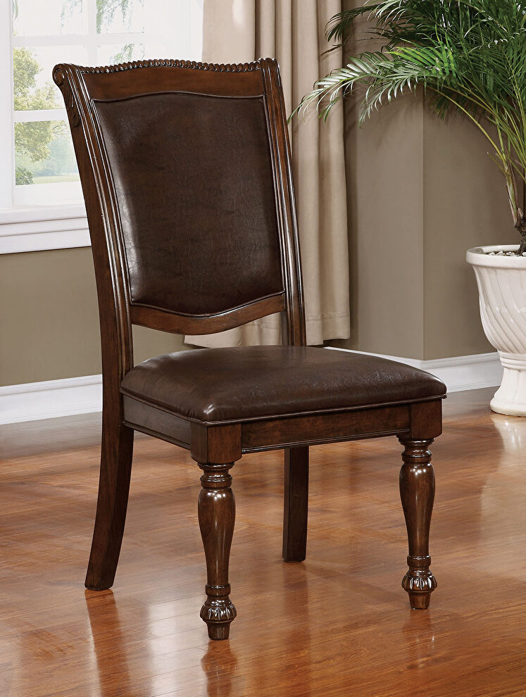 Brown cherry/ espresso padded seat and back dining chair by Furniture of America