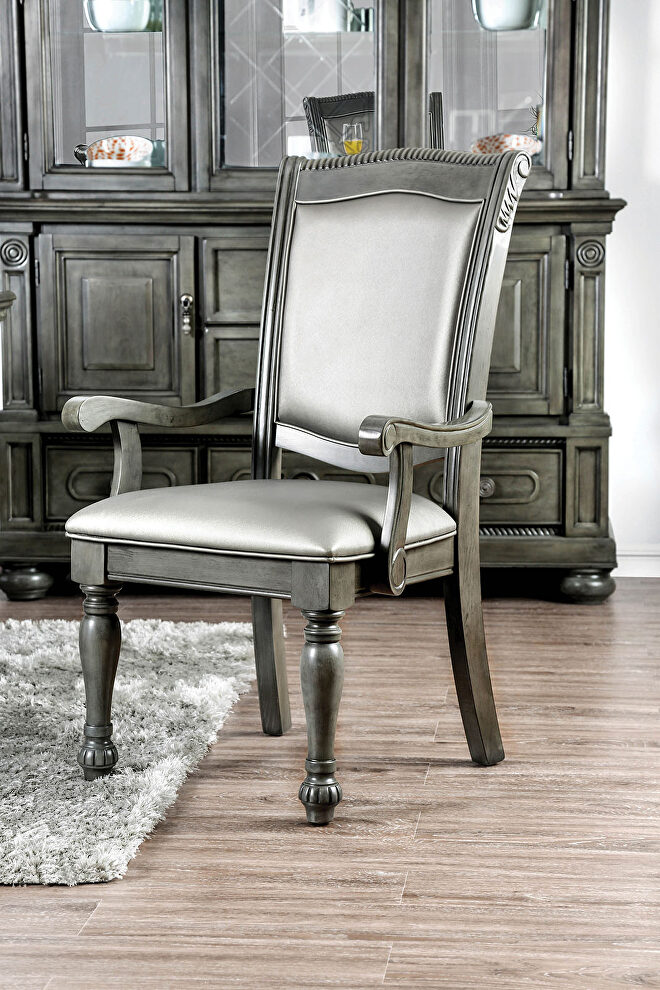 Gray/ silver padded seat and back dining chair by Furniture of America