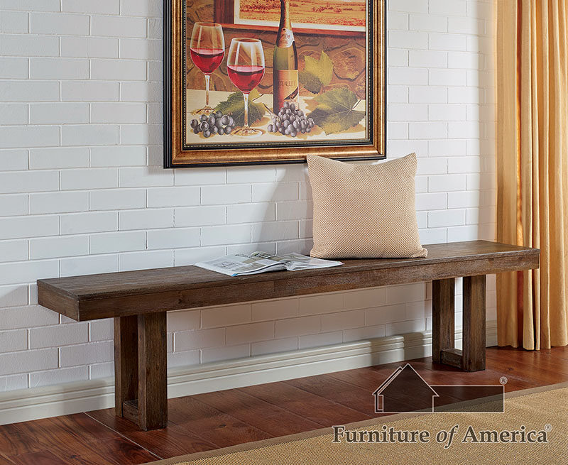 Dark oak plank inspired design rustic bench by Furniture of America
