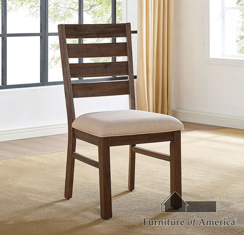 Dark oak/ beige plank inspired design rustic dining chair by Furniture of America