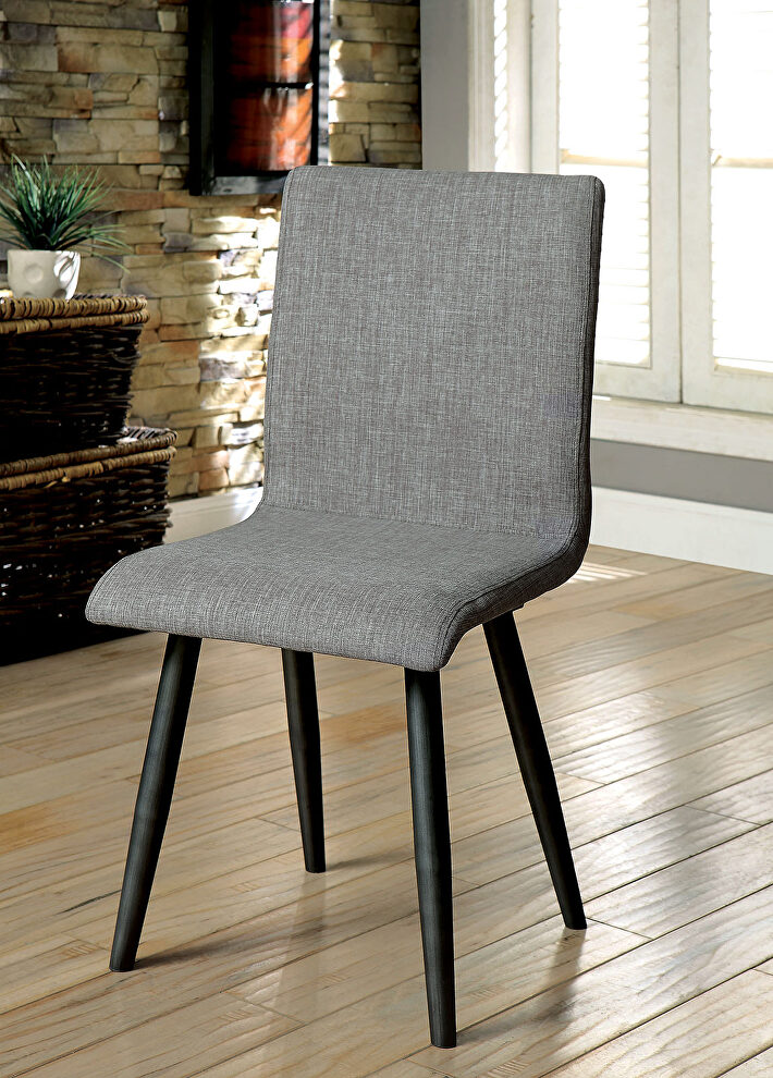 Mid-century design gray linen-like fabric dining chair by Furniture of America