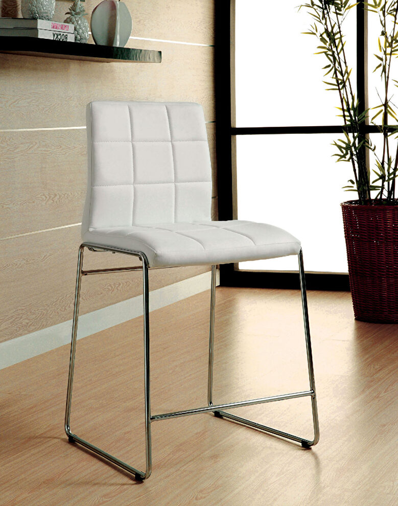 White leatherette padded counter ht. chair by Furniture of America
