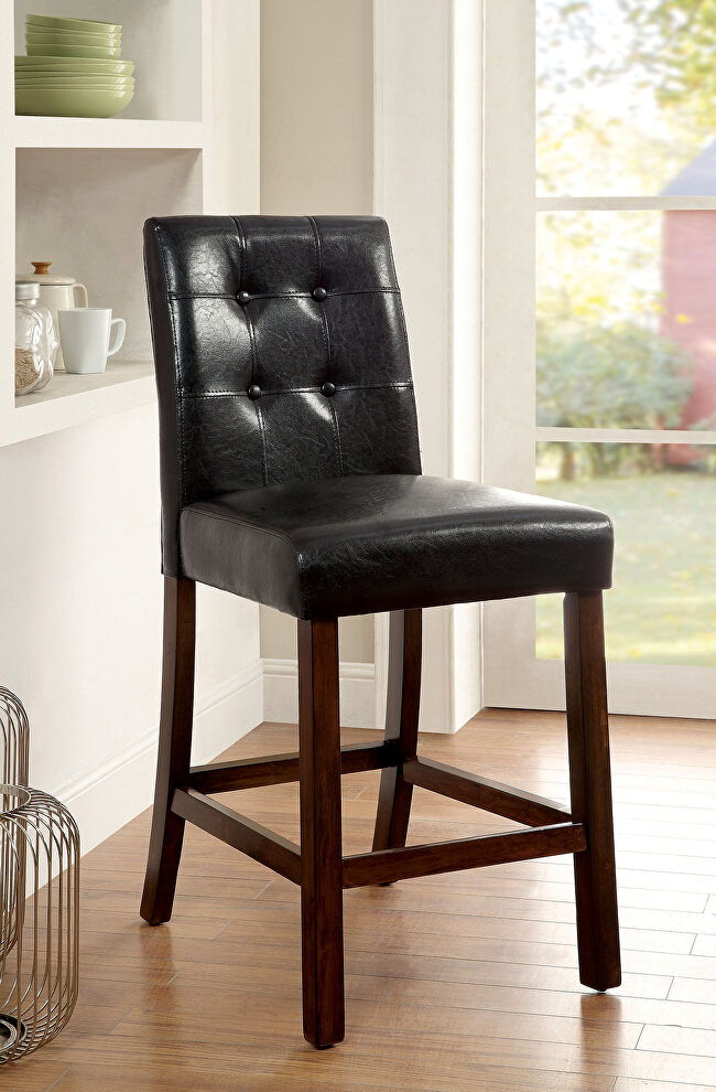Brown cherry/ black leatherette counter ht. chair by Furniture of America