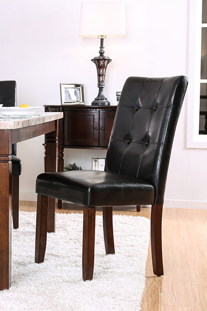 Brown leatherette seats dining chair by Furniture of America