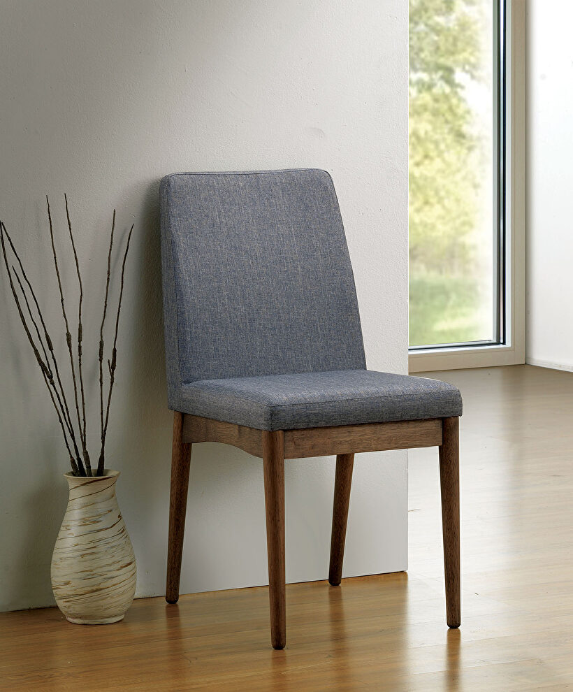 Natural tone/ gray padded fabric seat & back dining chair by Furniture of America
