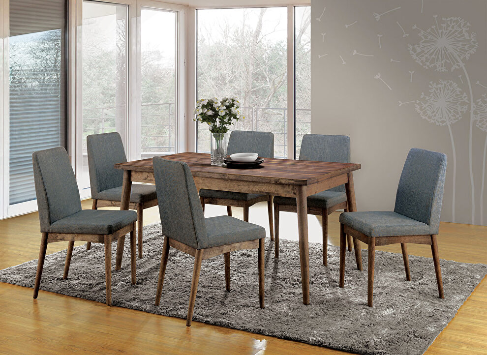 Natural tone/ gray overhang top dining table by Furniture of America