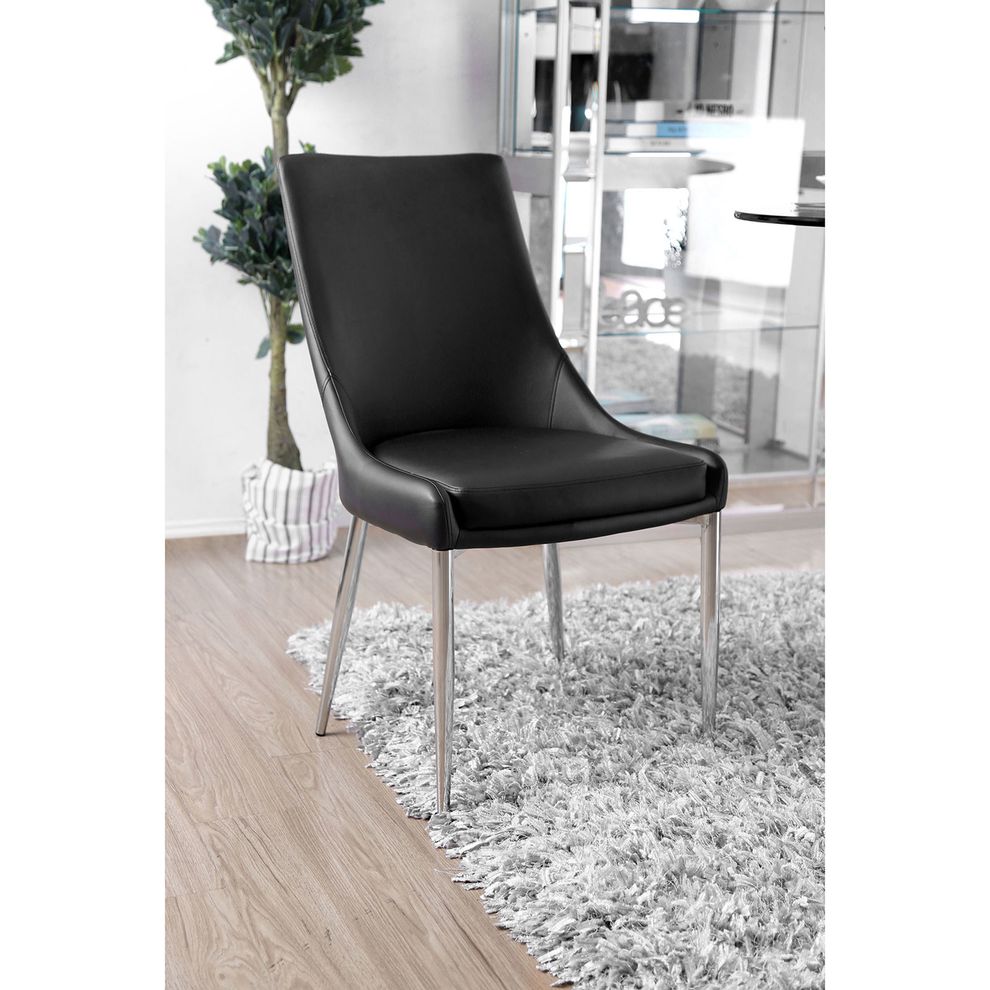Black chrome contemporary chair by Furniture of America