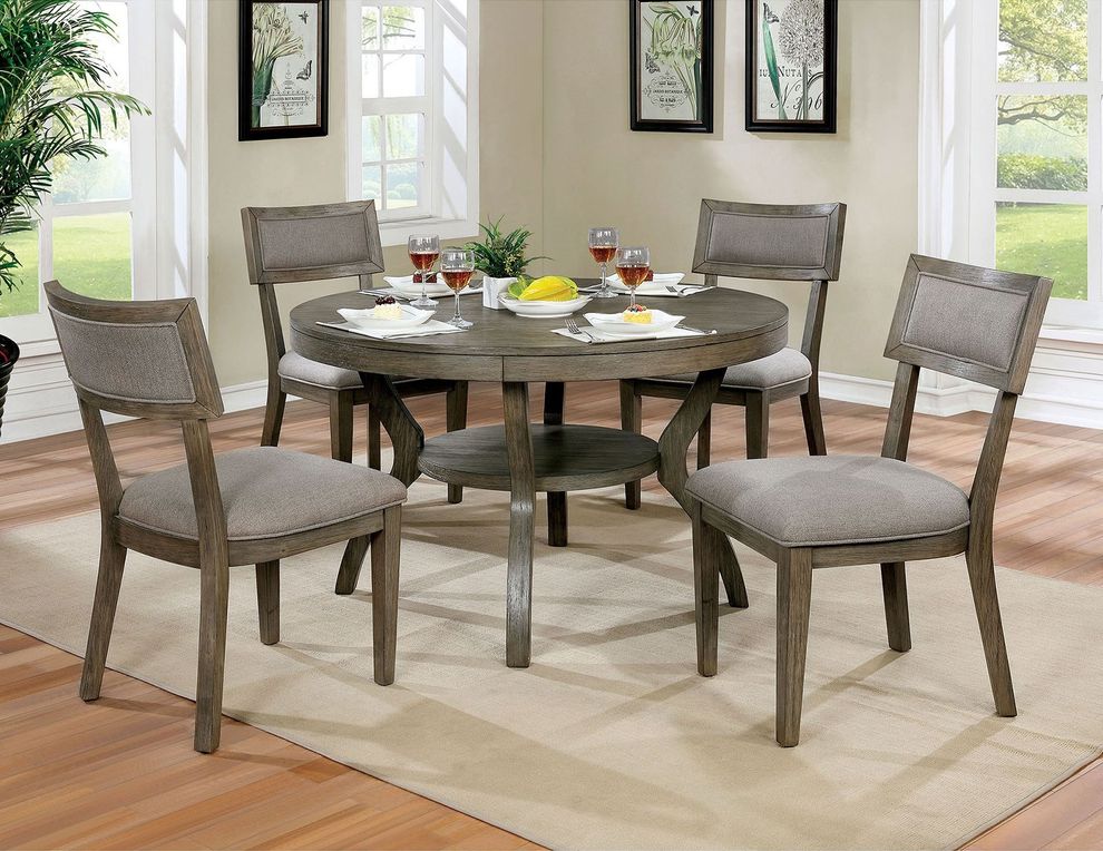 Solid wood / veneer gray contemporary dining table by Furniture of America