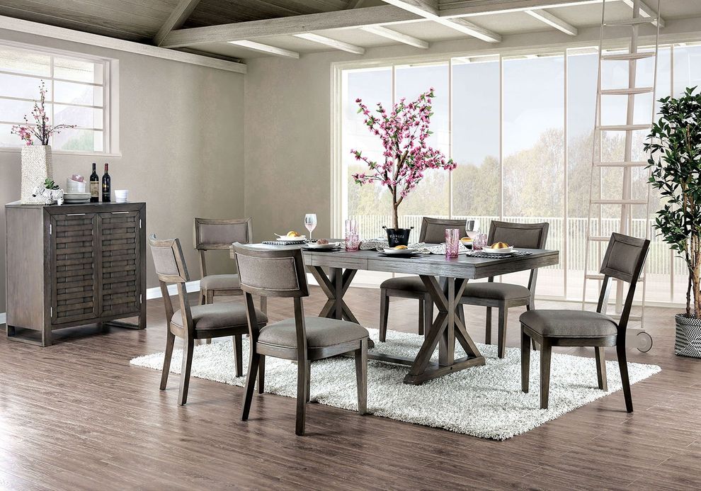 Solid wood / veneer gray contemporary dining table by Furniture of America